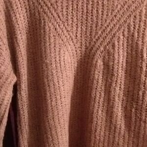 Cozy Knit Mock Turtle Neck Women's Sweater P2P 22 Waist 21 Length 32 - Tan